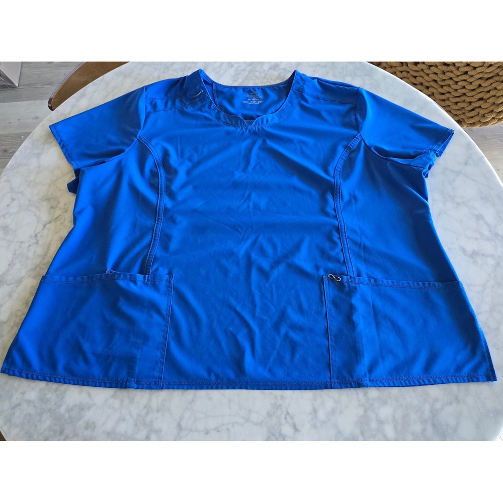 Cherokee Infinity Womens 5XL Royal Blue Scrub Top V-Neck Stretch 2624A Plus Size